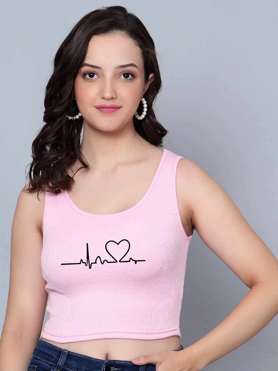 

Fashion And Youth Sleeveless Tank Crop Top, Pink