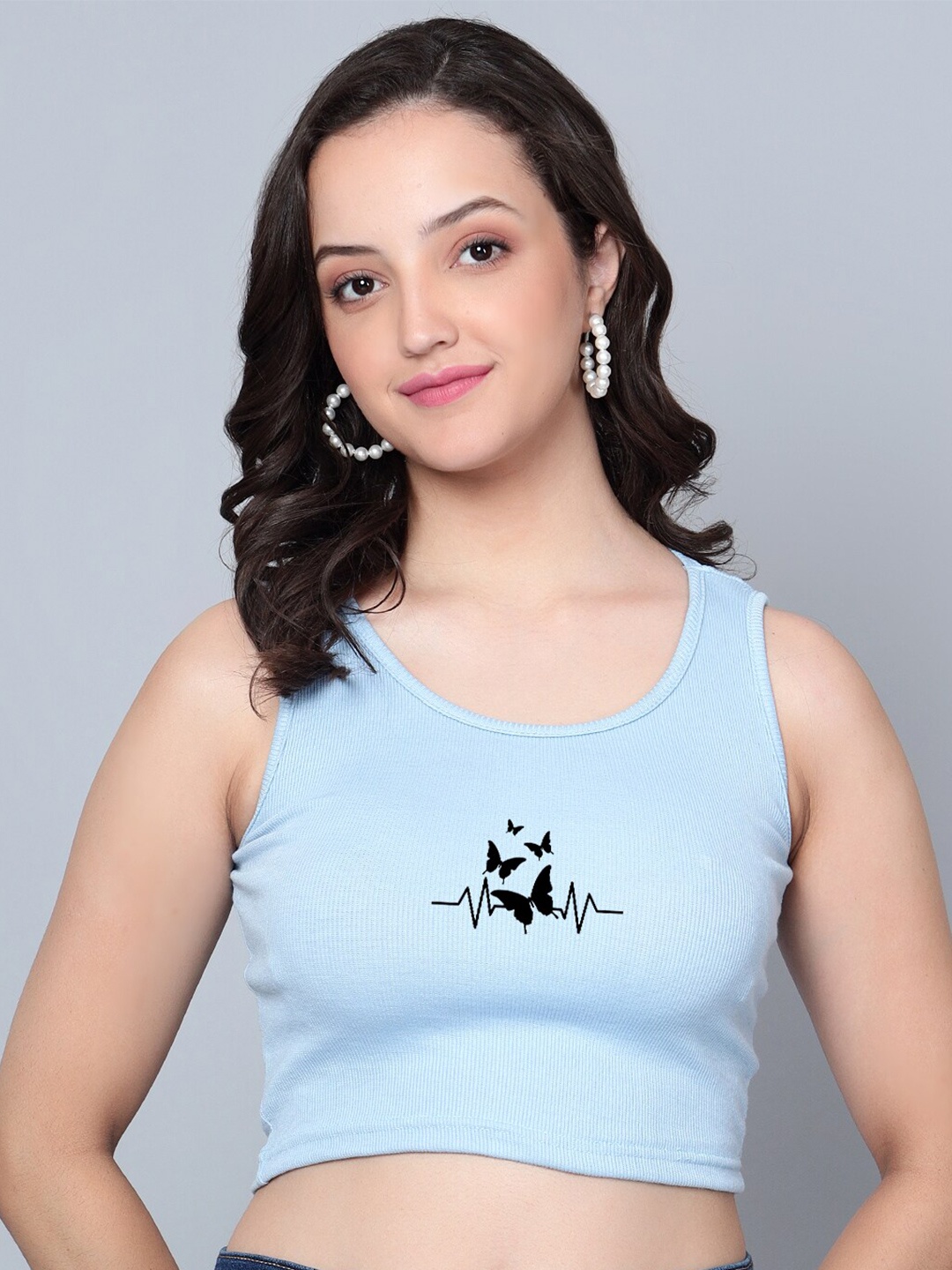

Fashion And Youth Round Neck Crop Tank Top, Turquoise blue