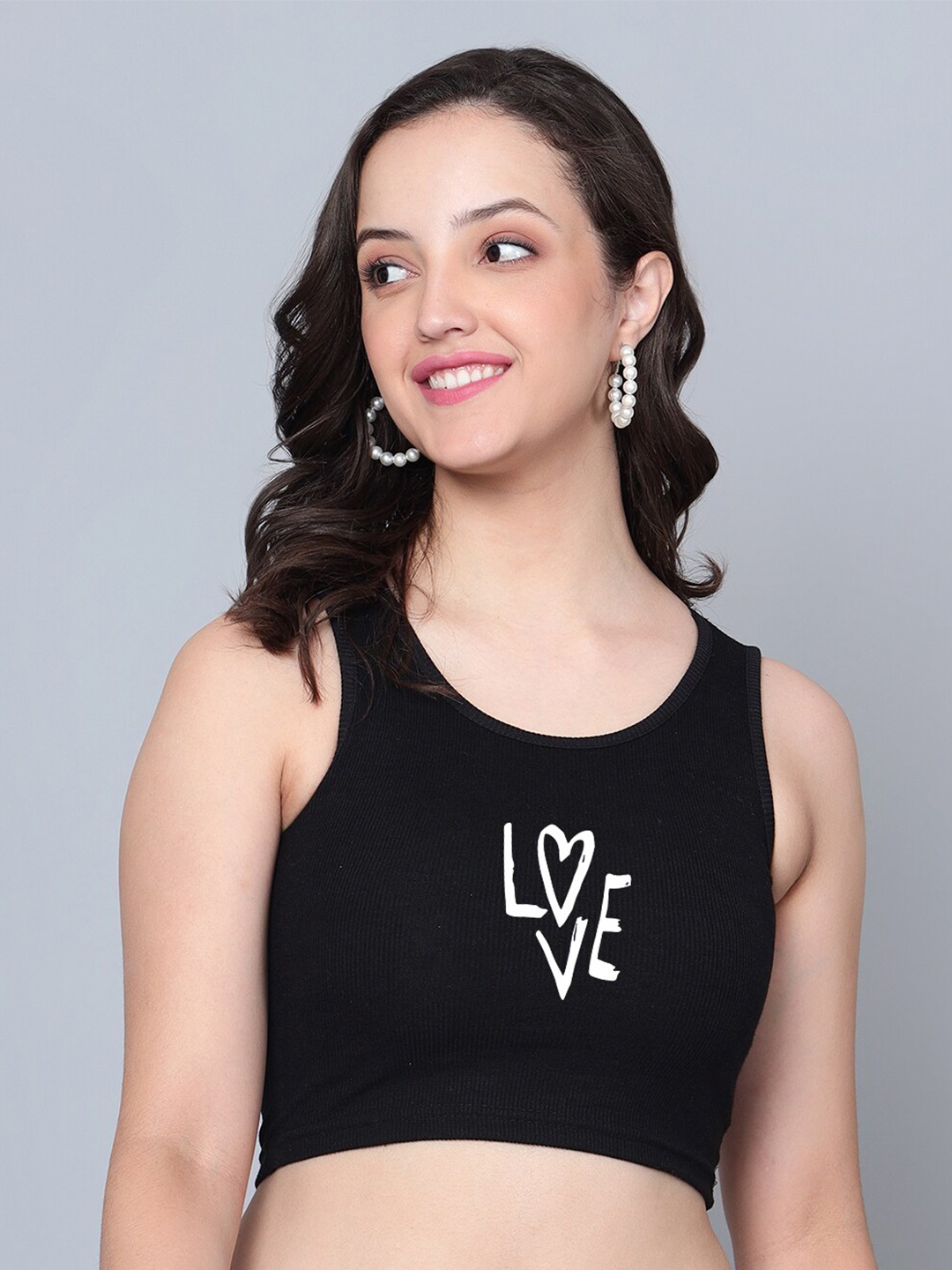 

Fashion And Youth Sleeveless Tank Crop Top, Black