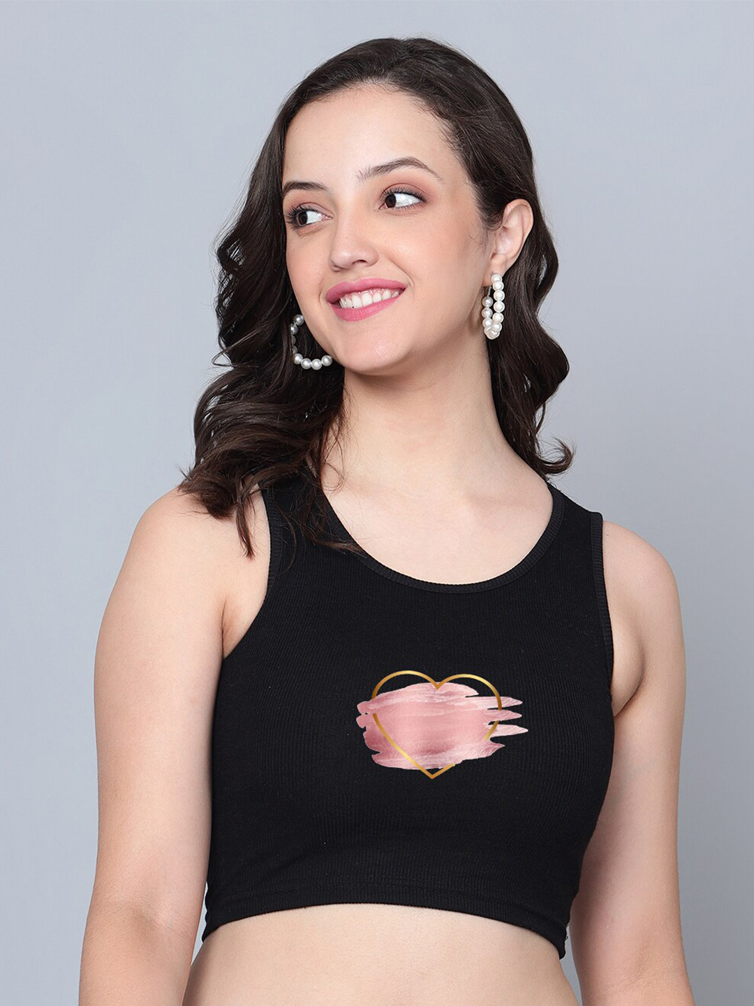 

Fashion And Youth Printed Sleeveless Tank Top, Black