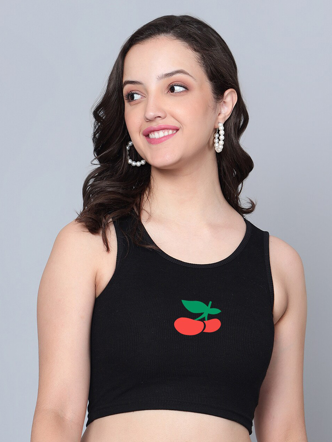 

Fashion And Youth Graphic Printed Crop Top, Black