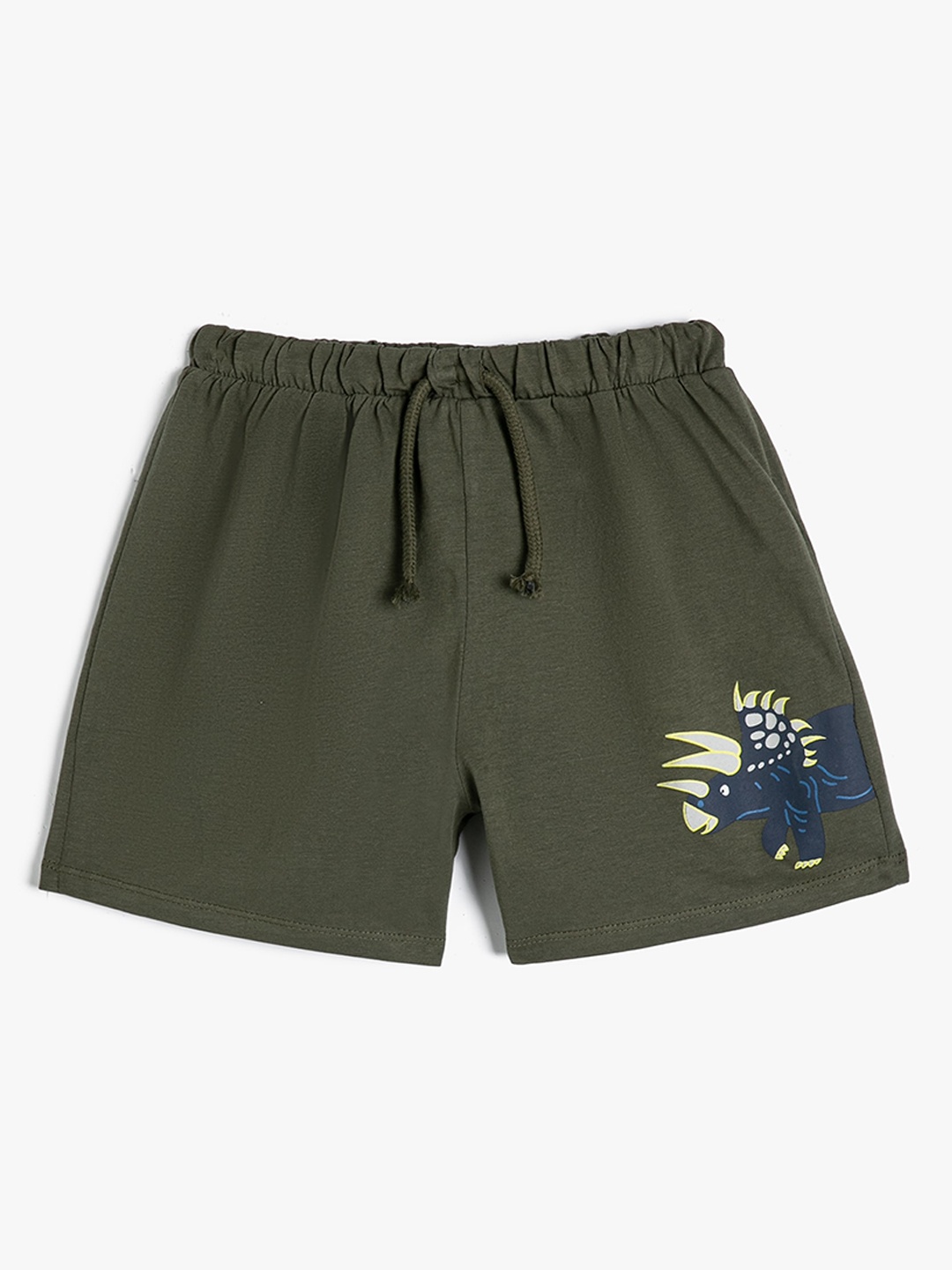 

Koton Boys Printed Pure Cotton Mid-Rise Shorts, Olive