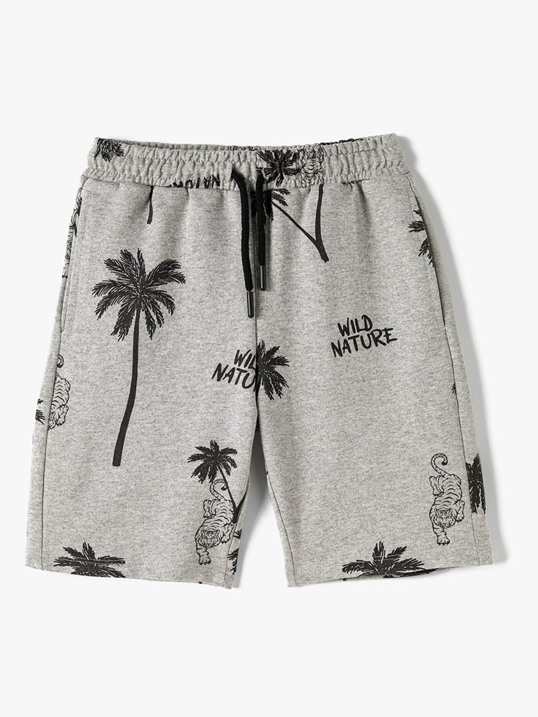 

Koton Boys Conversational Printed Mid-Rise Shorts, Grey