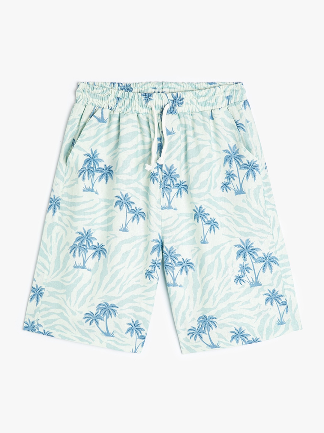 

Koton Boys Conversational Printed Mid-Rise Shorts, Turquoise blue