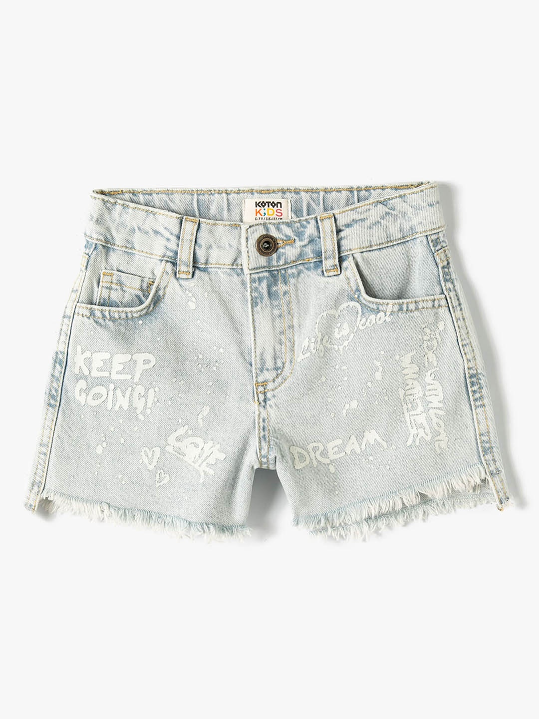 

Koton Girls Washed Denim Shorts, Blue