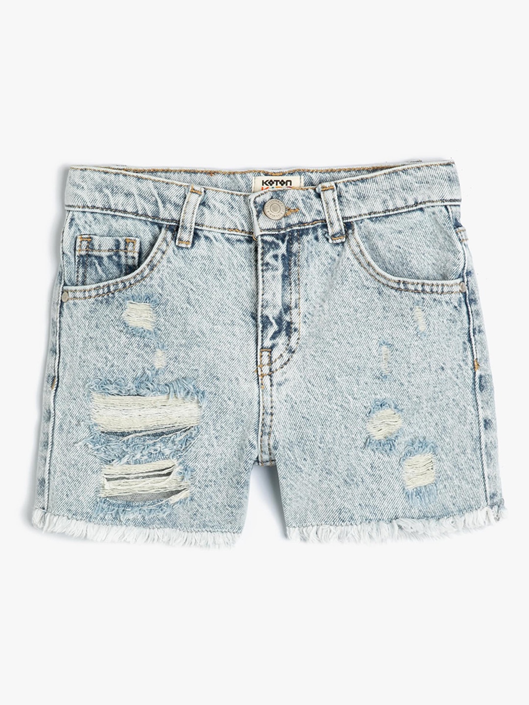 

Koton Girls Washed Pure Cotton Denim Shorts, Blue