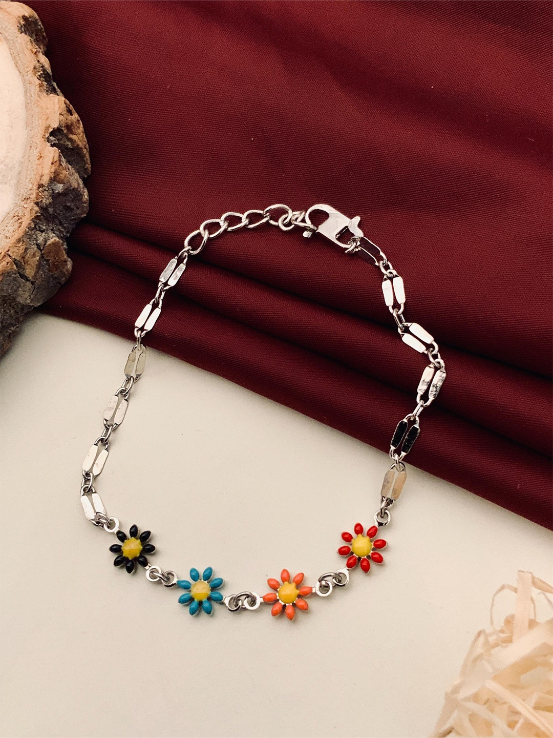

DressBerry Women Brass Silver-Plated Link Bracelet