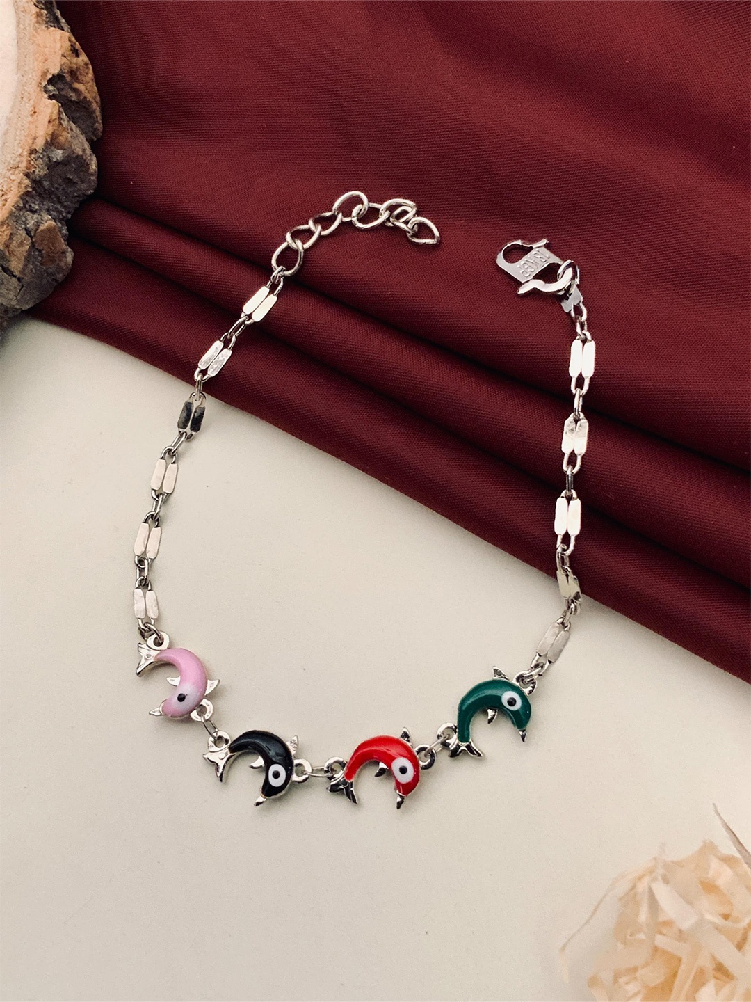 

DressBerry Women Brass Silver-Plated Link Bracelet