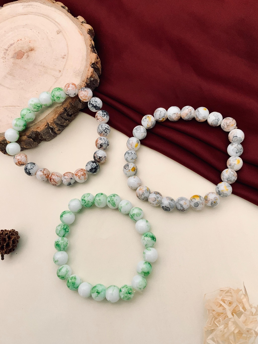 

DressBerry Women 3 Brass Bracelet, Green