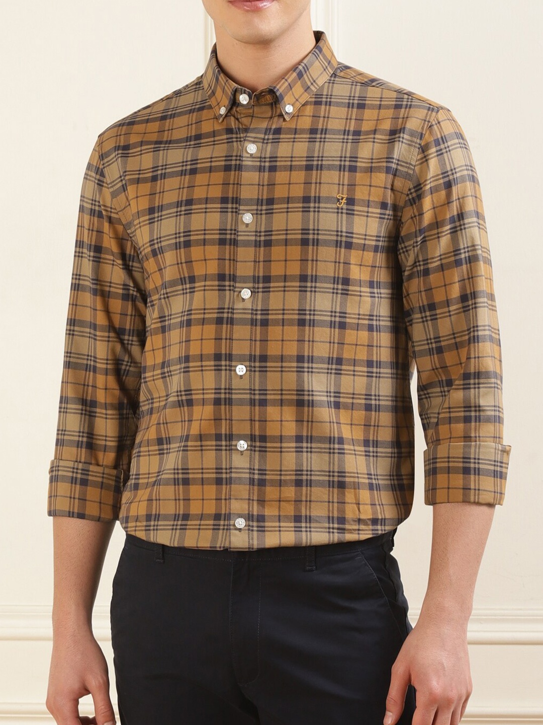 

Farah Slim Fit Checked Pure Cotton Casual Shirt, Brown