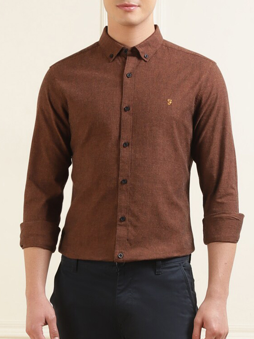 

Farah Slim Fit Pure Cotton Casual Shirt, Brown