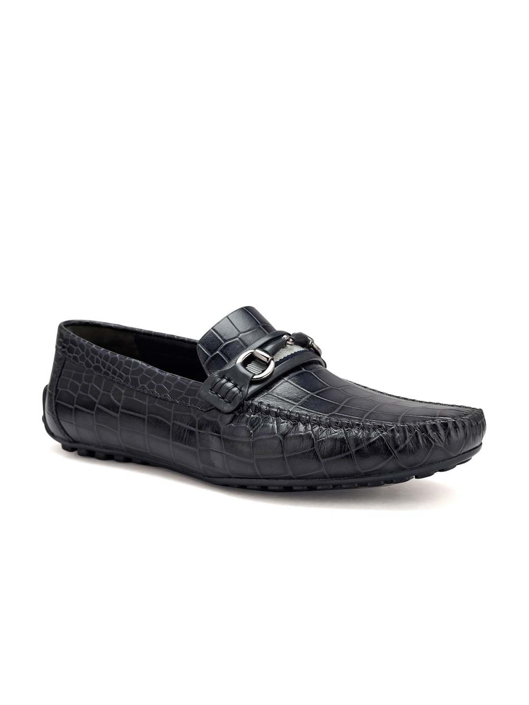 

ROSSO BRUNELLO Men Leather Formal Loafers, Navy blue