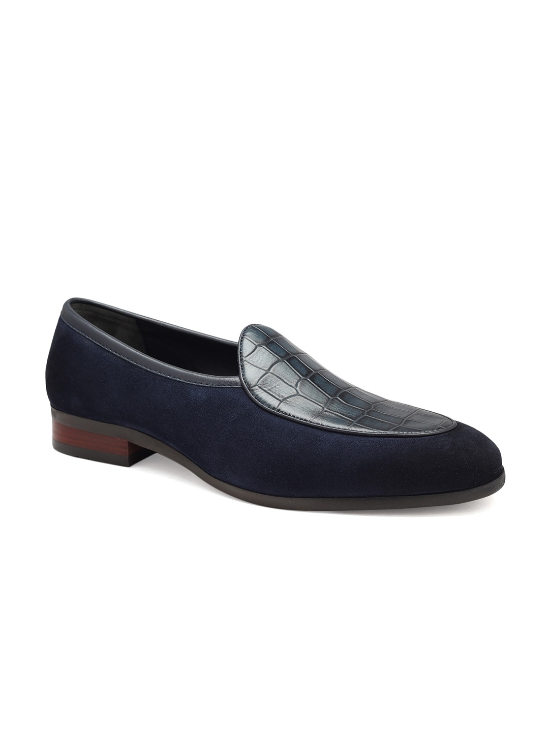

ROSSO BRUNELLO Men Leather Loafers Shoes, Navy blue