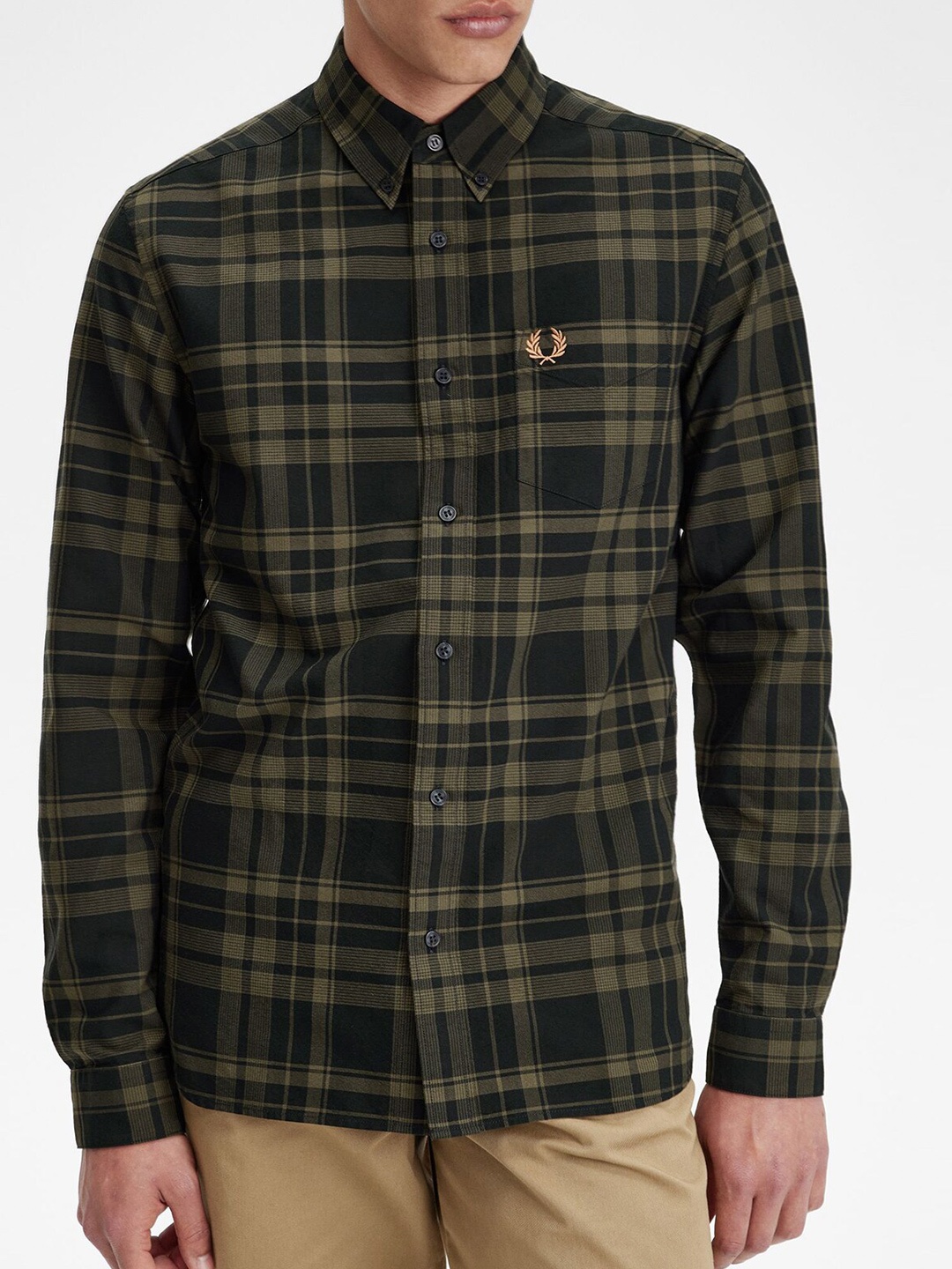 

Fred Perry Slim Fit Tartan Checks Checked Casual Shirt, Green