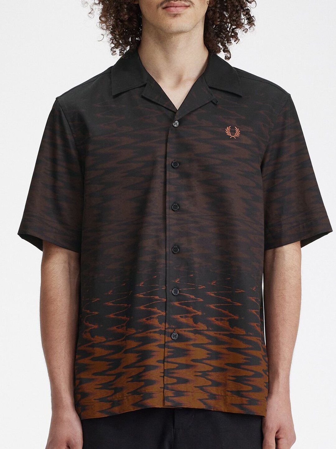 

Fred Perry Slim Fit Geometric Printed Cotton Casual Shirt, Black