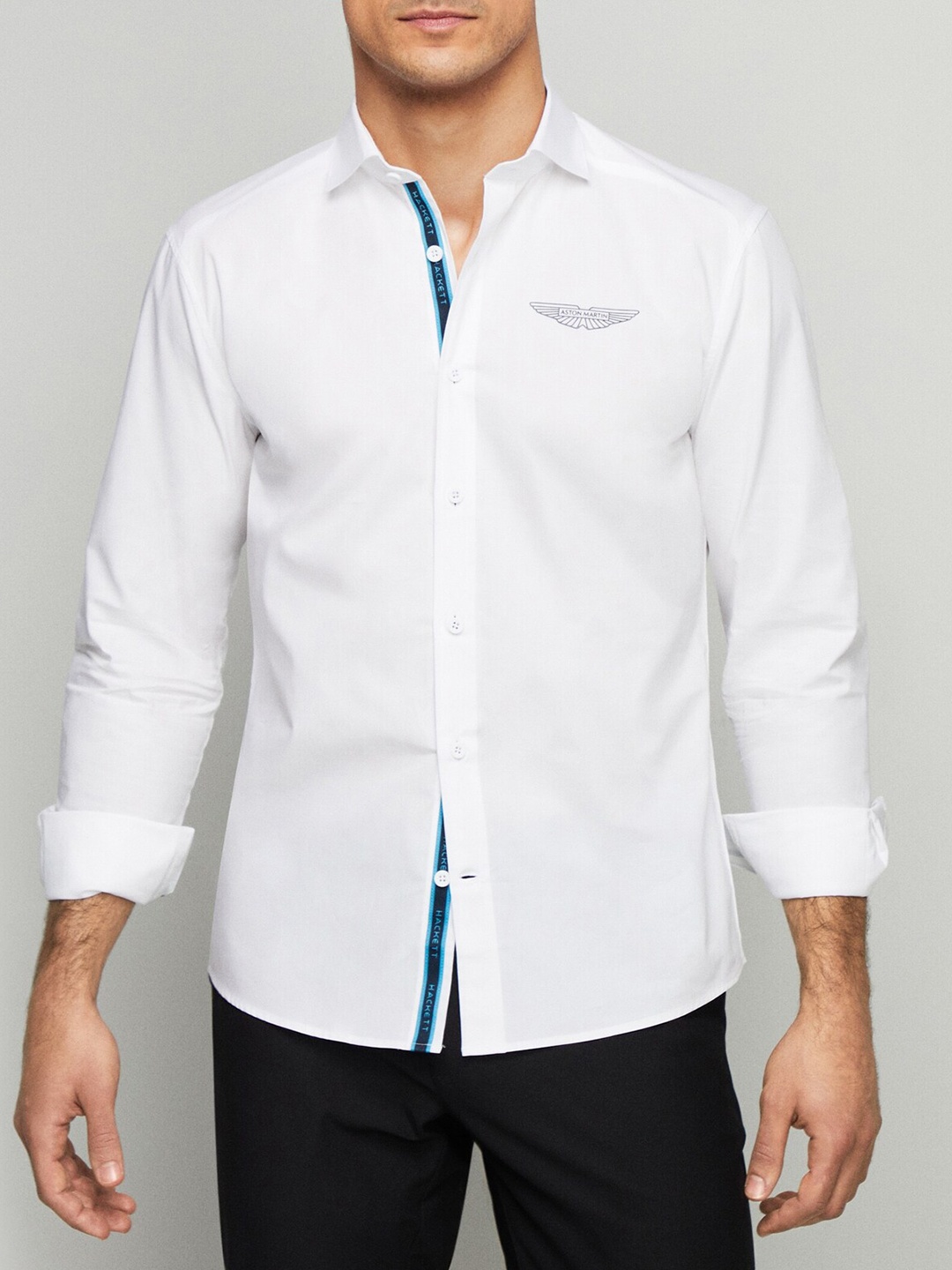 

HACKETT LONDON Slim Fit Spread Collar Pure Cotton Casual Shirt, White