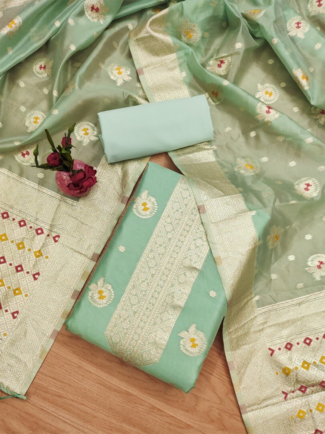 

LeeliPeeri Designer Unstitched Dress Material, Green