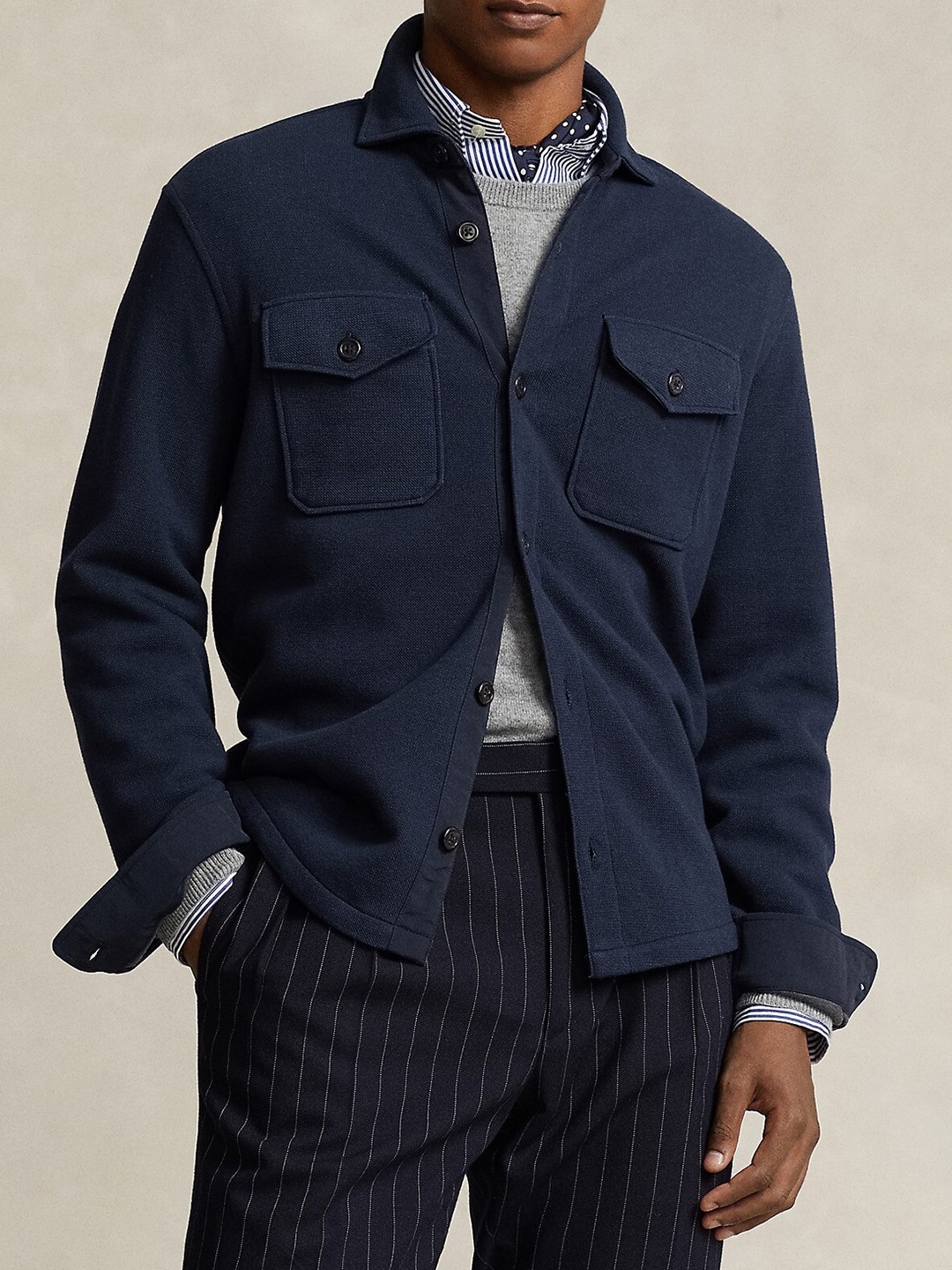 

Polo Ralph Lauren Men Slim Fit Over Shirt, Navy blue