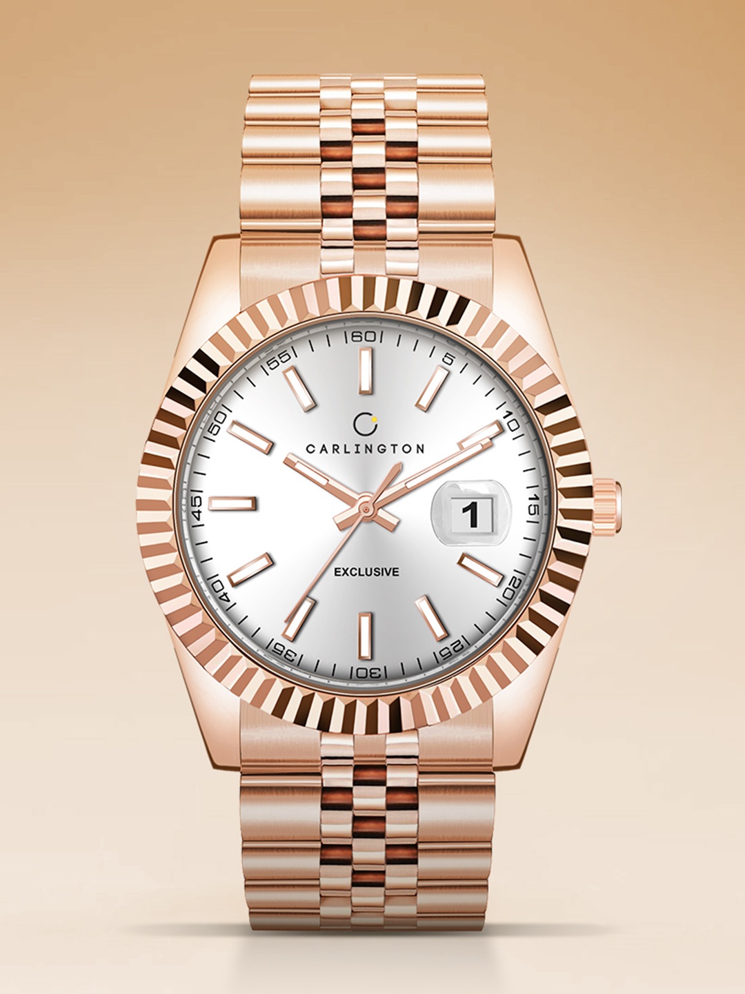 

CARLINGTON Men Bracelet Style Straps Analogue Watch Exclusive 8811 Rose White Gents