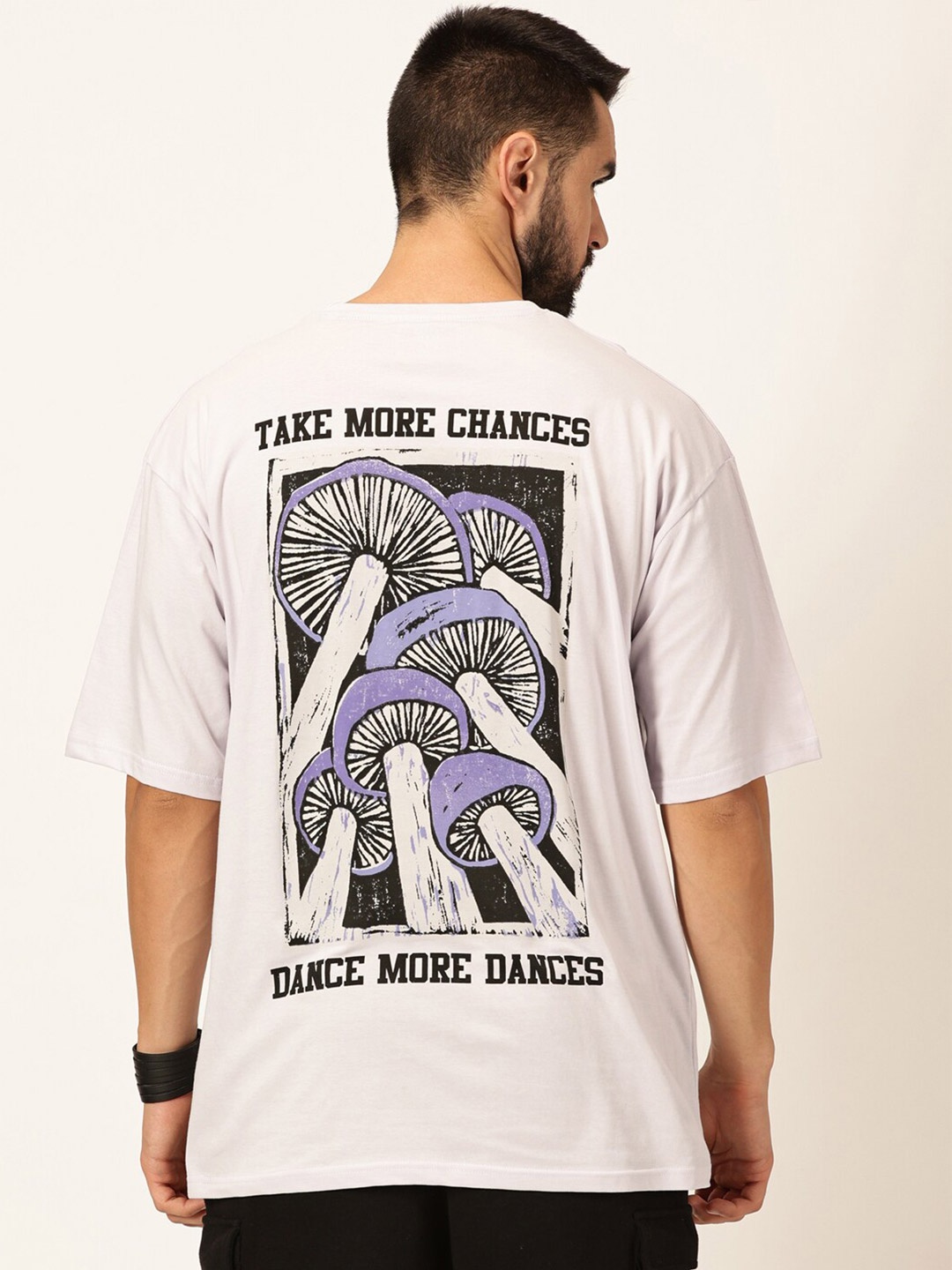 Thomas Scott Oversized Graphic Printed Cotton Drop-Shoulder Sleeves Bio Finish T-shirt, Lavender