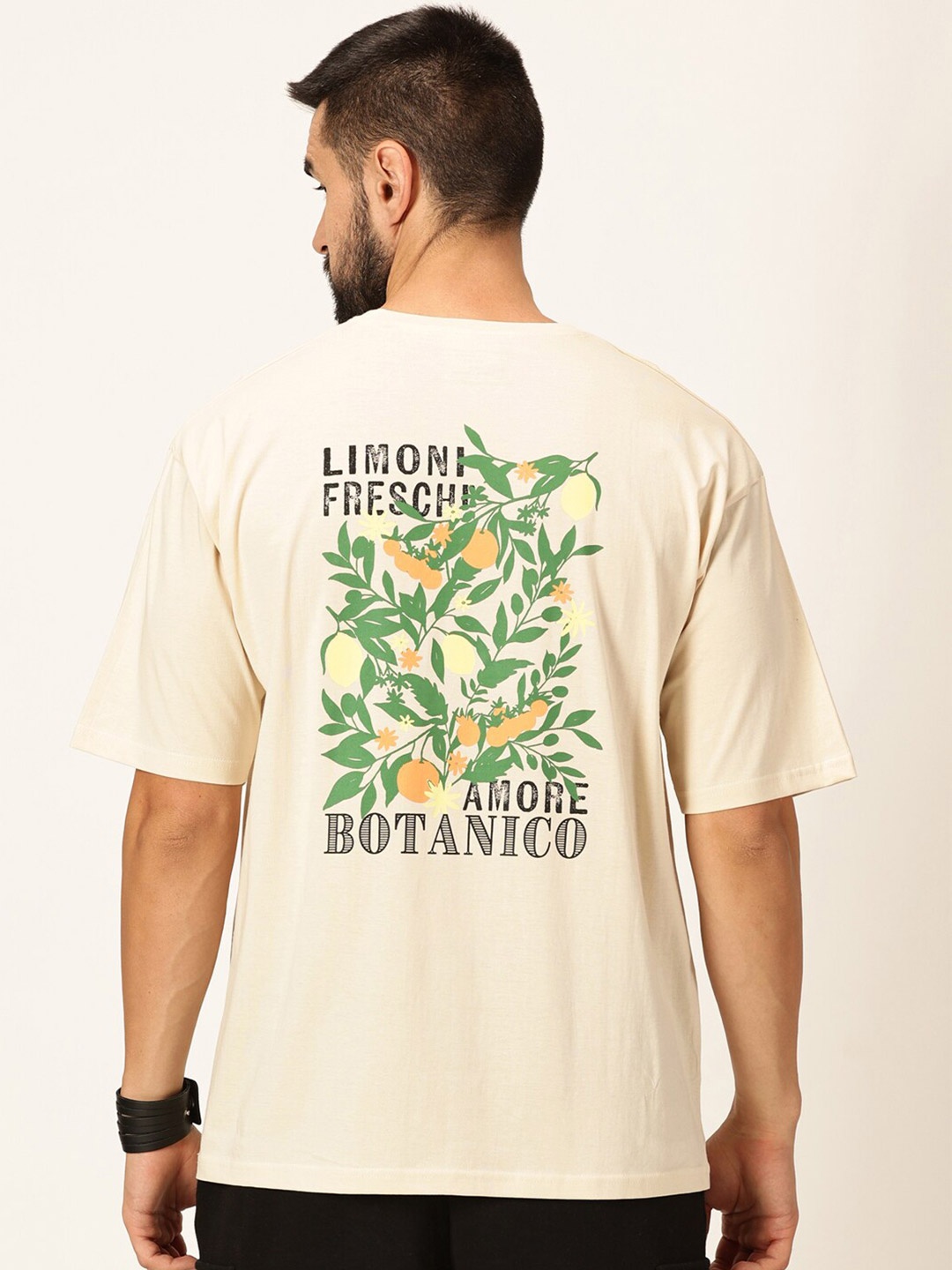 Thomas Scott Oversized Graphic Printed Bio Finish Cotton T-shirt, Beige