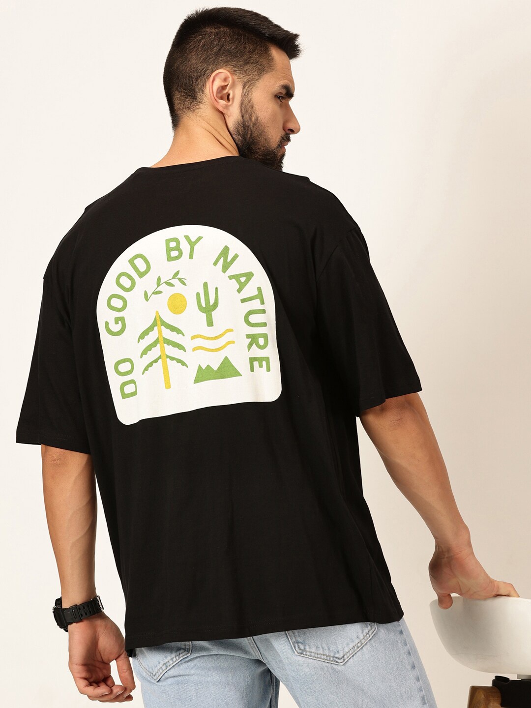 

Thomas Scott Oversized Typography Printed Cotton Bio Finish T-shirt, Black