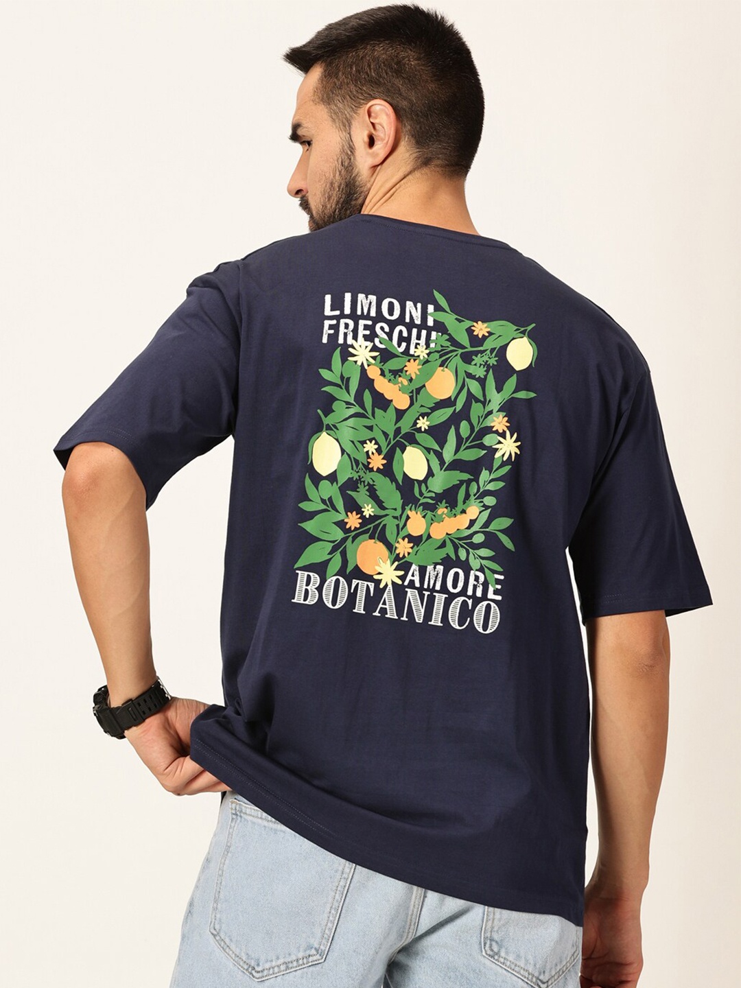 

Thomas Scott Oversized Graphic Printed Cotton Bio Finish T-shirt, Navy blue