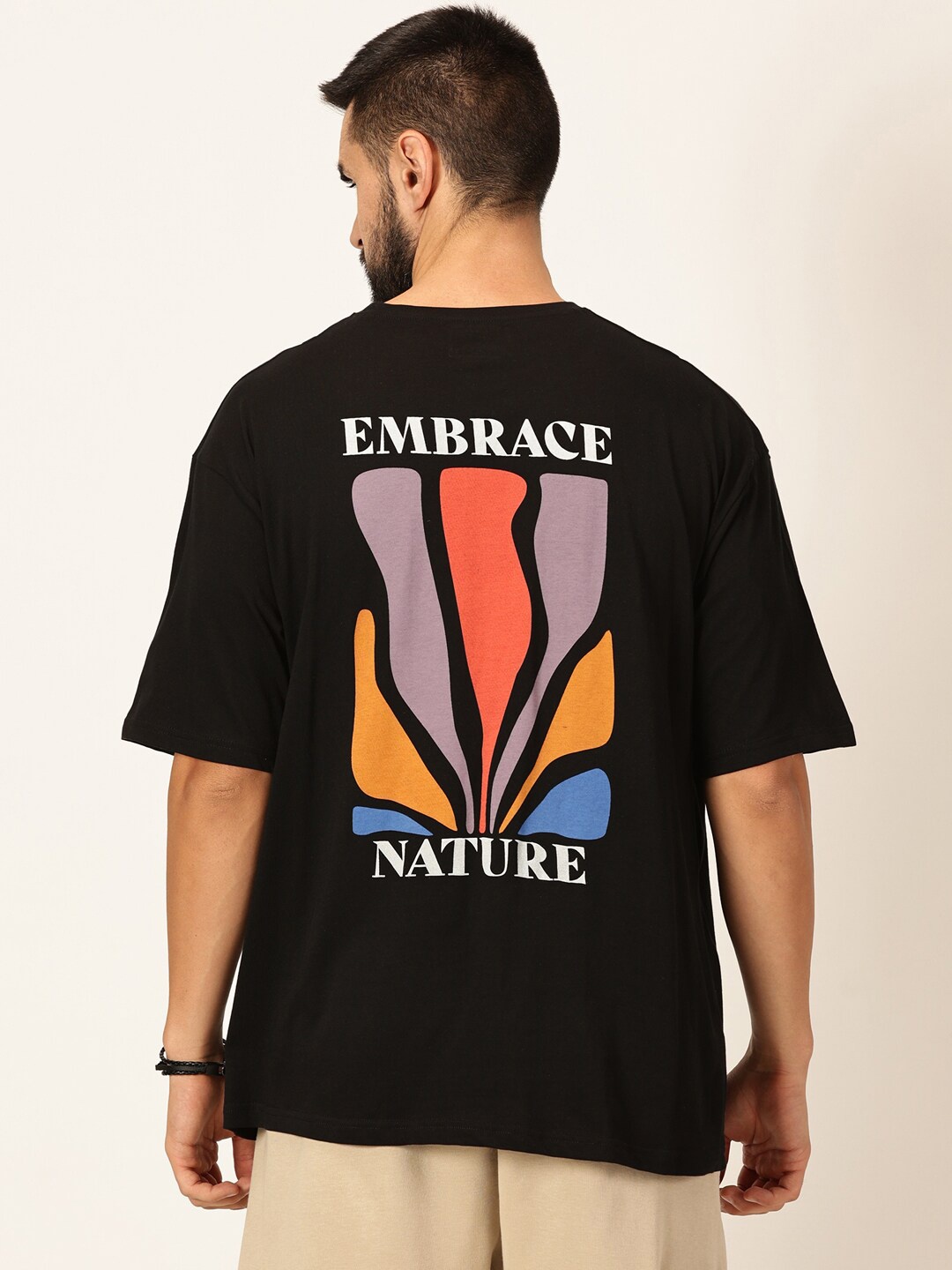 

Thomas Scott Oversized Graphic Printed Drop-Shoulder Sleeves Cotton Bio Finish T-shirt, Black