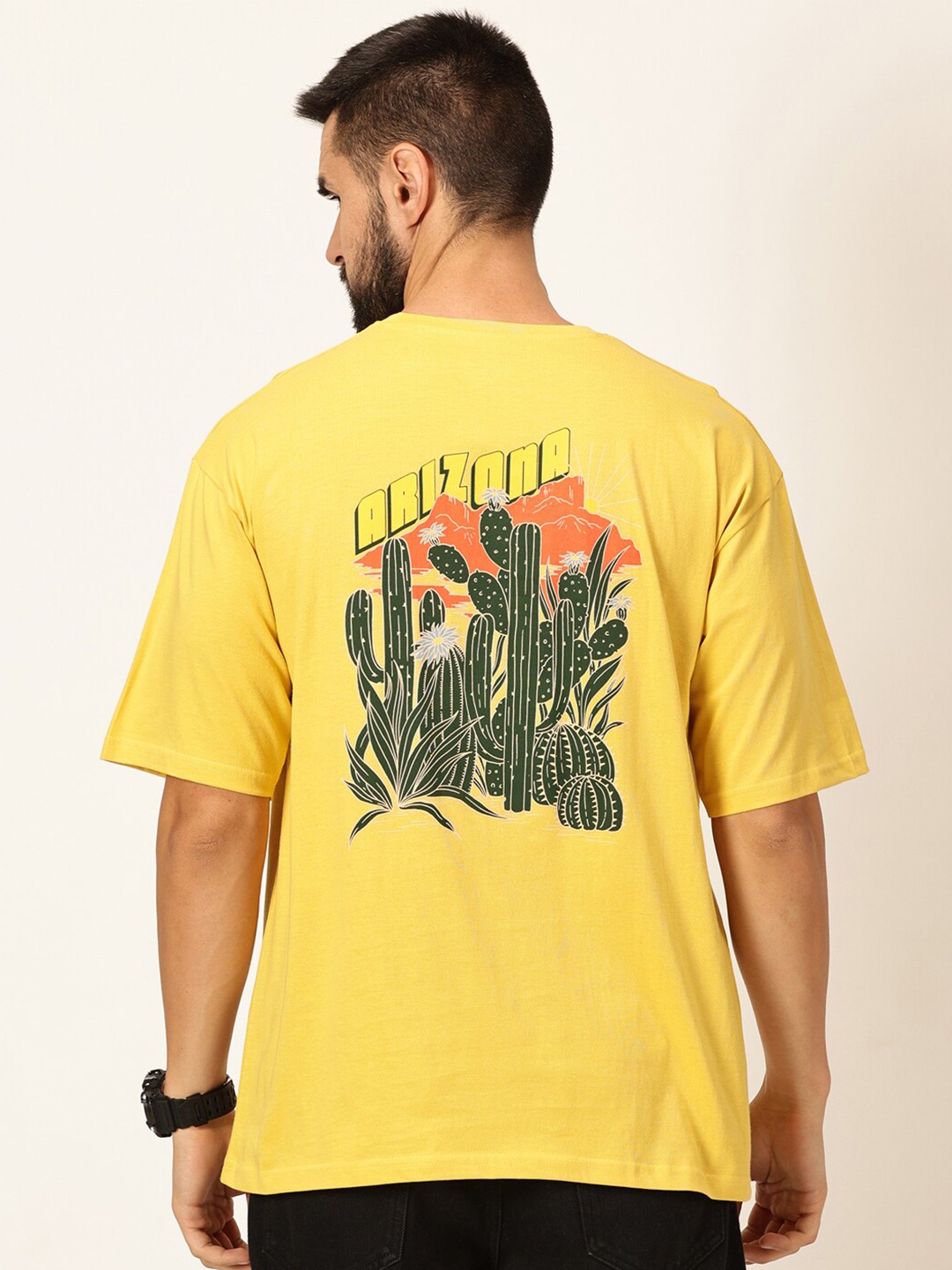 

Thomas Scott Oversized Graphic Printed Bio Finish Cotton T-shirt, Yellow