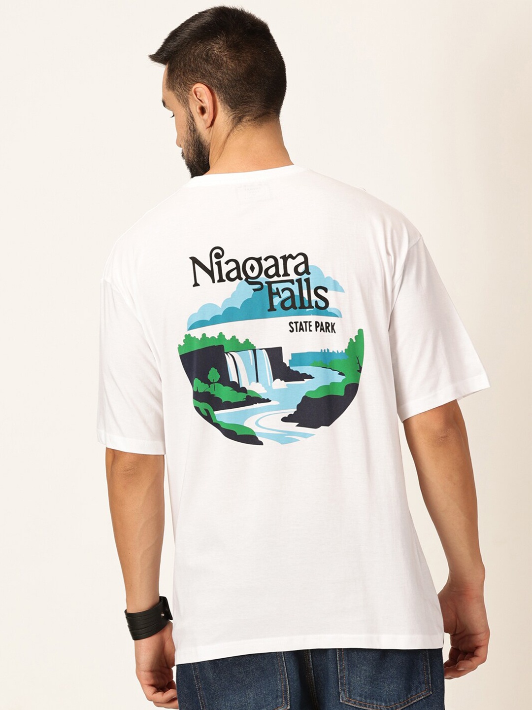 Thomas Scott Oversized Graphic Printed Cotton Bio Finish T-shirt, White