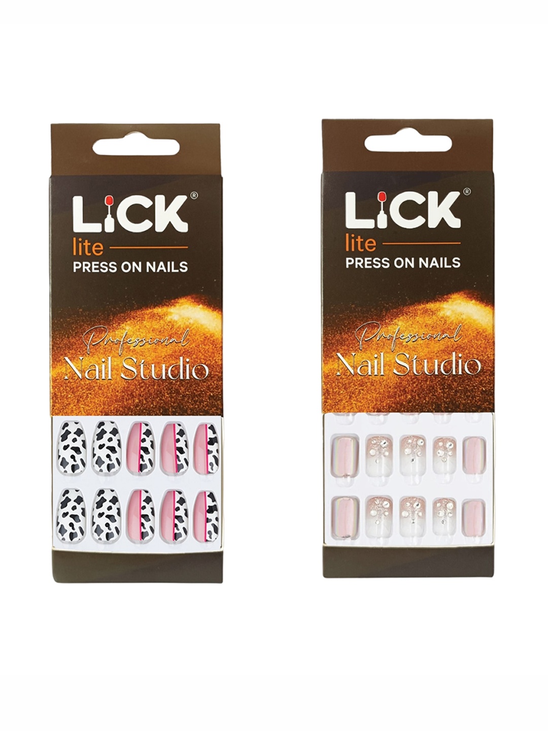 

LICK Set Of 2 Reusable Press On Nails - 12Pcs Each - Pink Ballerina & White