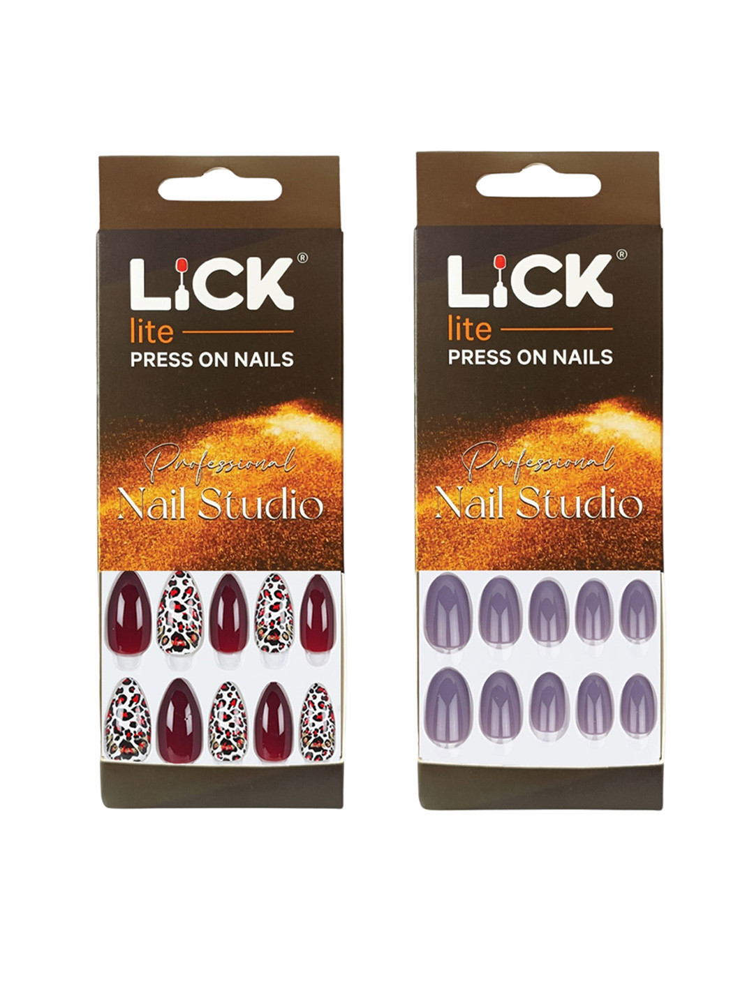 

LICK Set Of 2 Reusable Press On Nails - Burgundy & Purple - 12Pcs Each