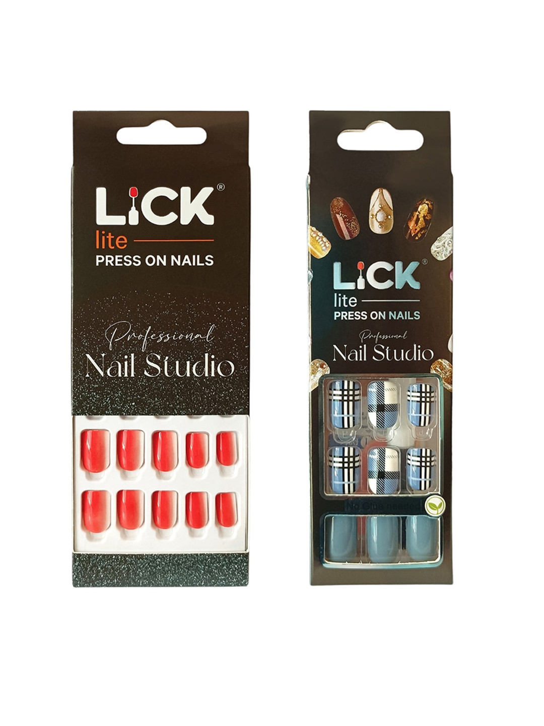 

LICK Set Of 2 Reusable Press On Nails - 12Pcs Each - Coral Pink & Baby Blue