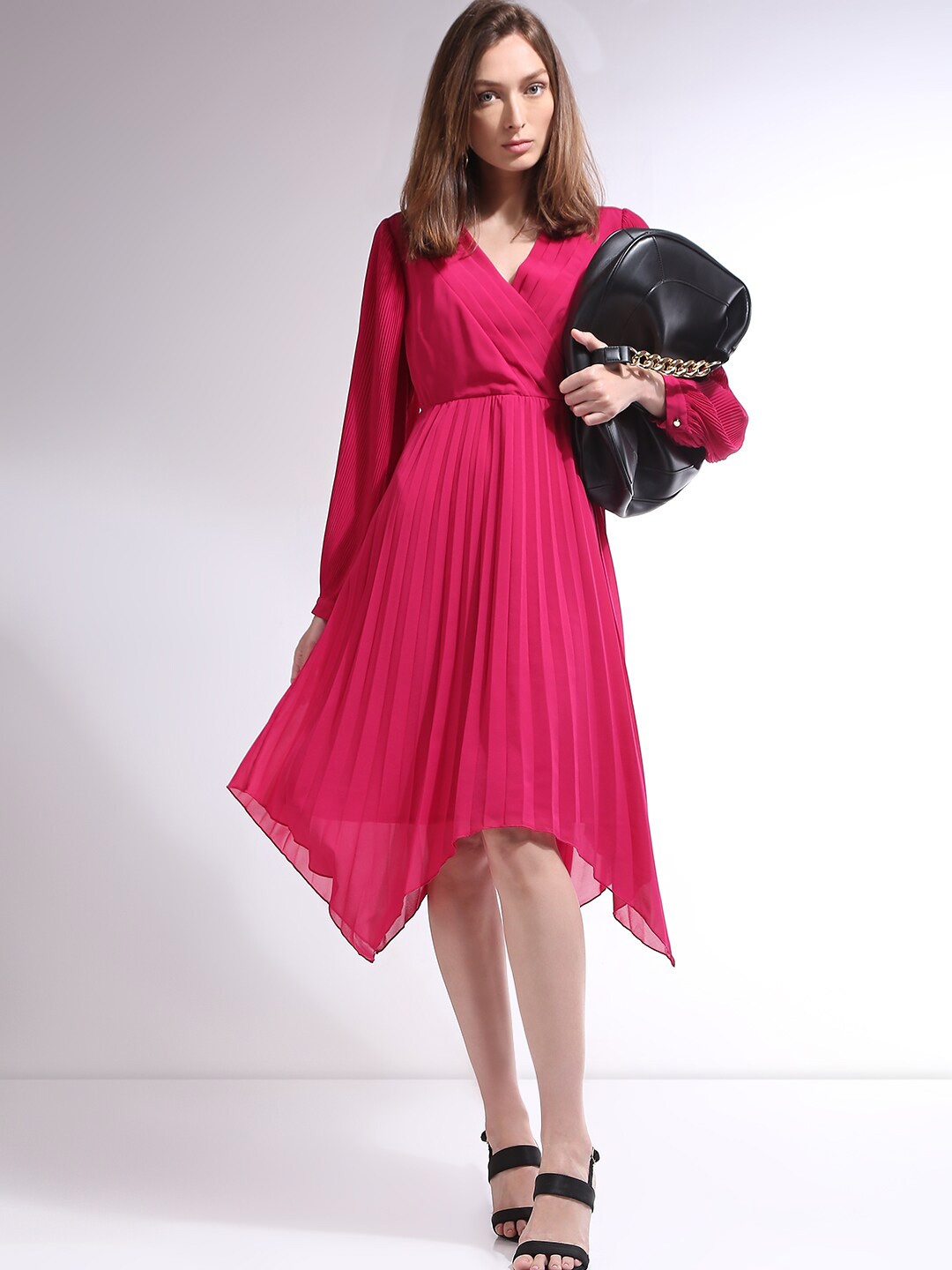 

Vero Moda V-Neck Fit & Flare Dress, Pink