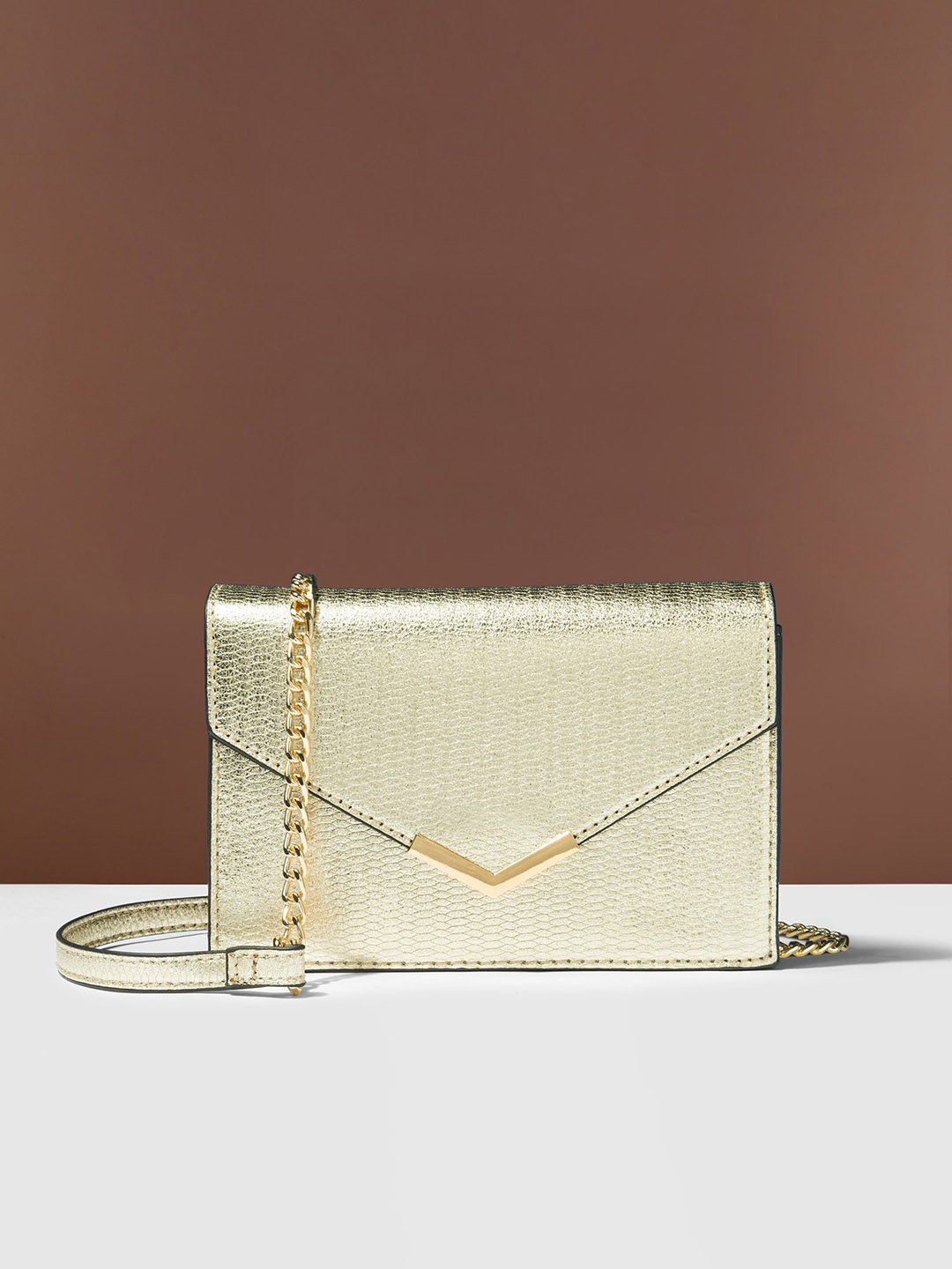 

Accessorize Textured Structured Sling Bag, Gold