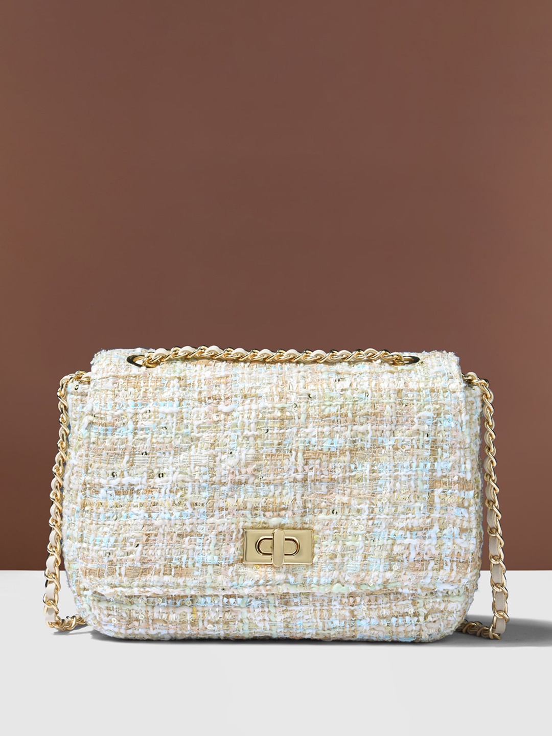 

Accessorize Textured Structured Sling Bag, Beige