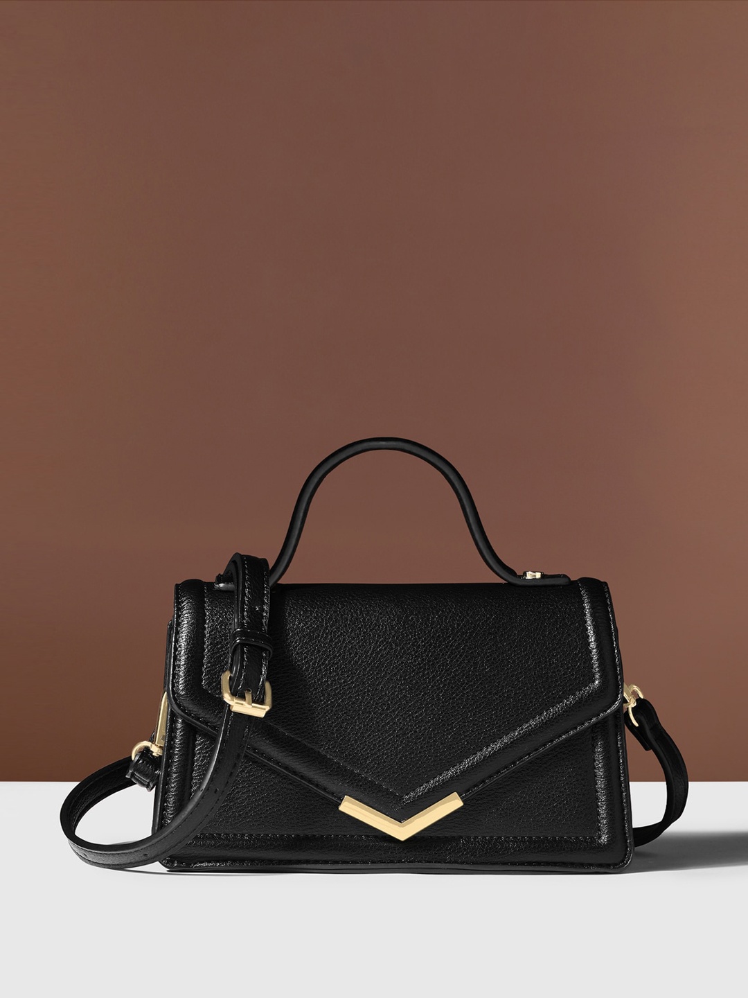 

Accessorize Textured Structured Satchel, Black