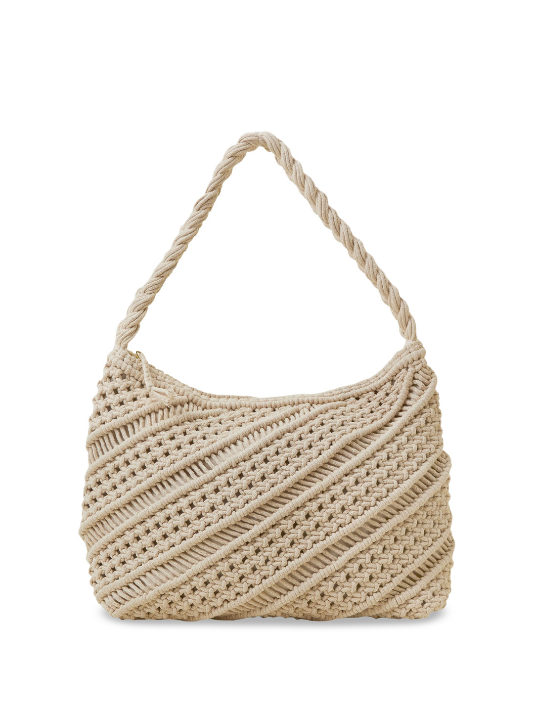 

Accessorize Self Design Structured Shoulder Bag, Cream
