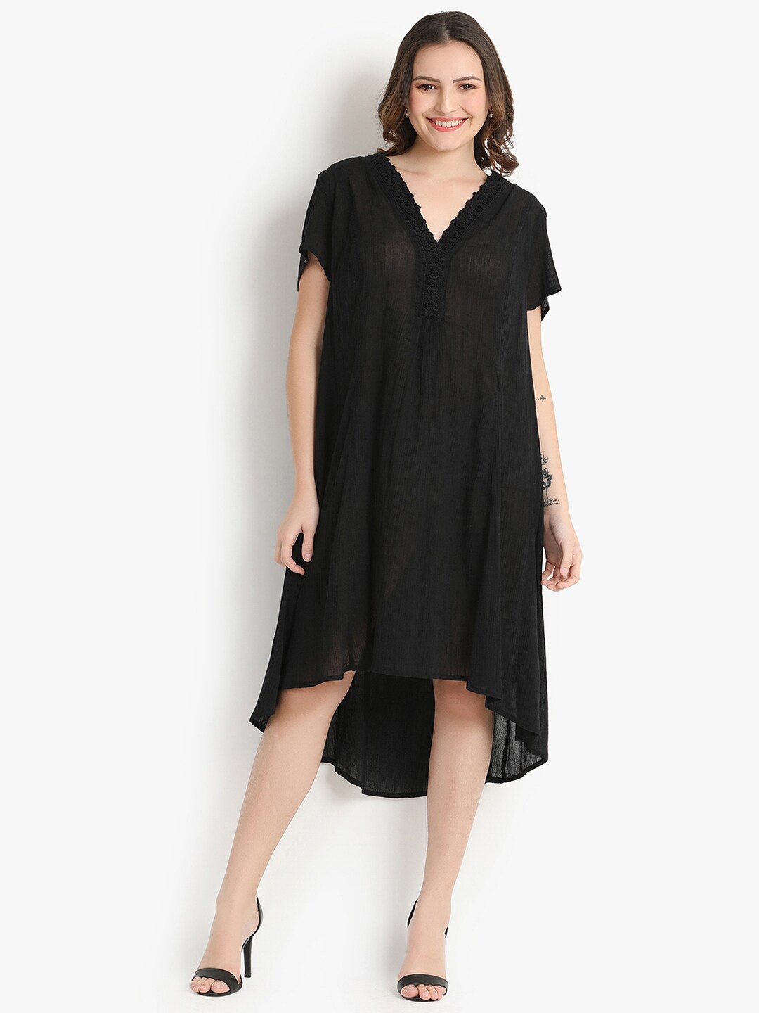 

putsum Crepe A-Line Dress, Black