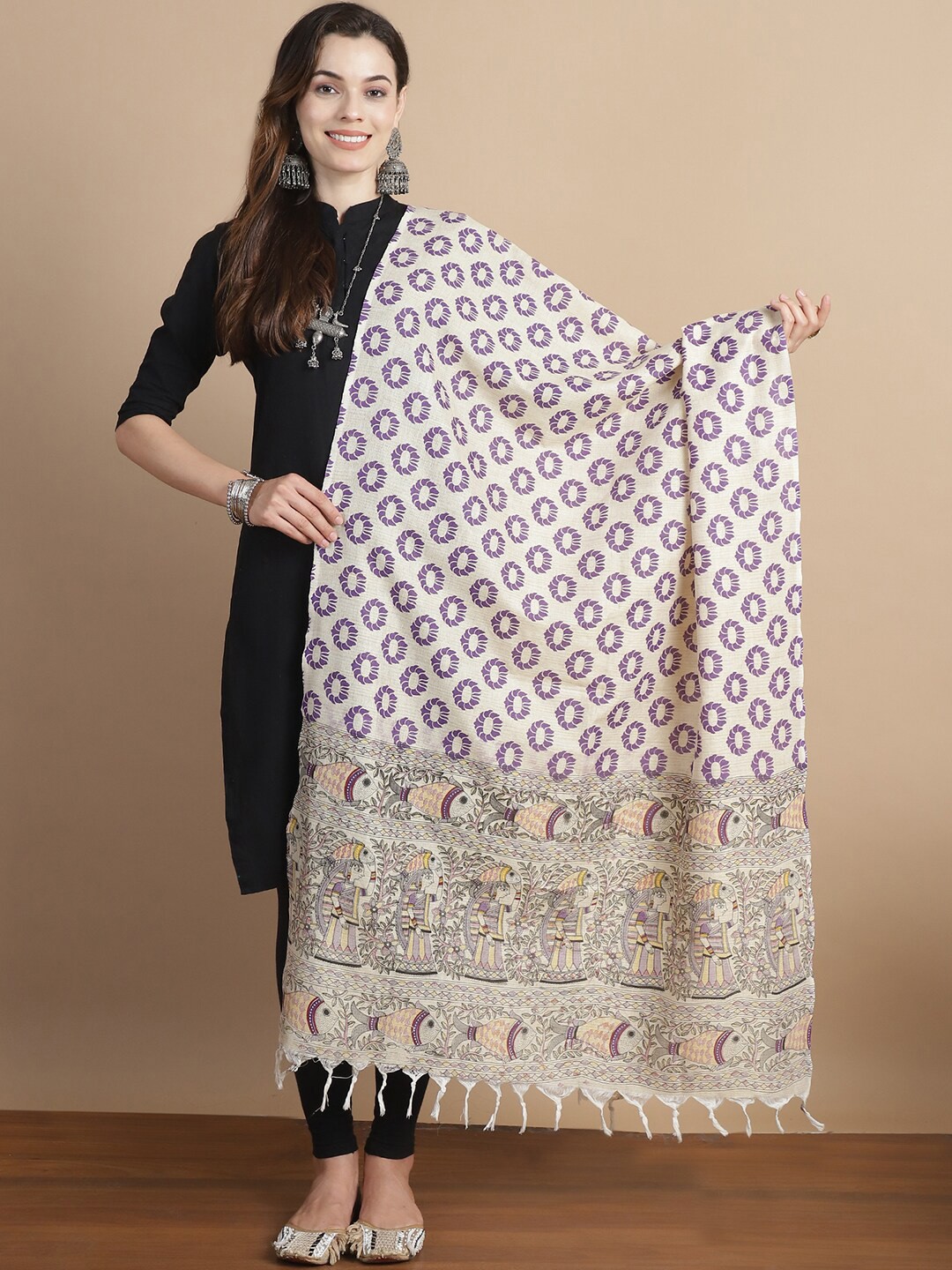 

LOOM LEGACY Printed Dupatta, Purple