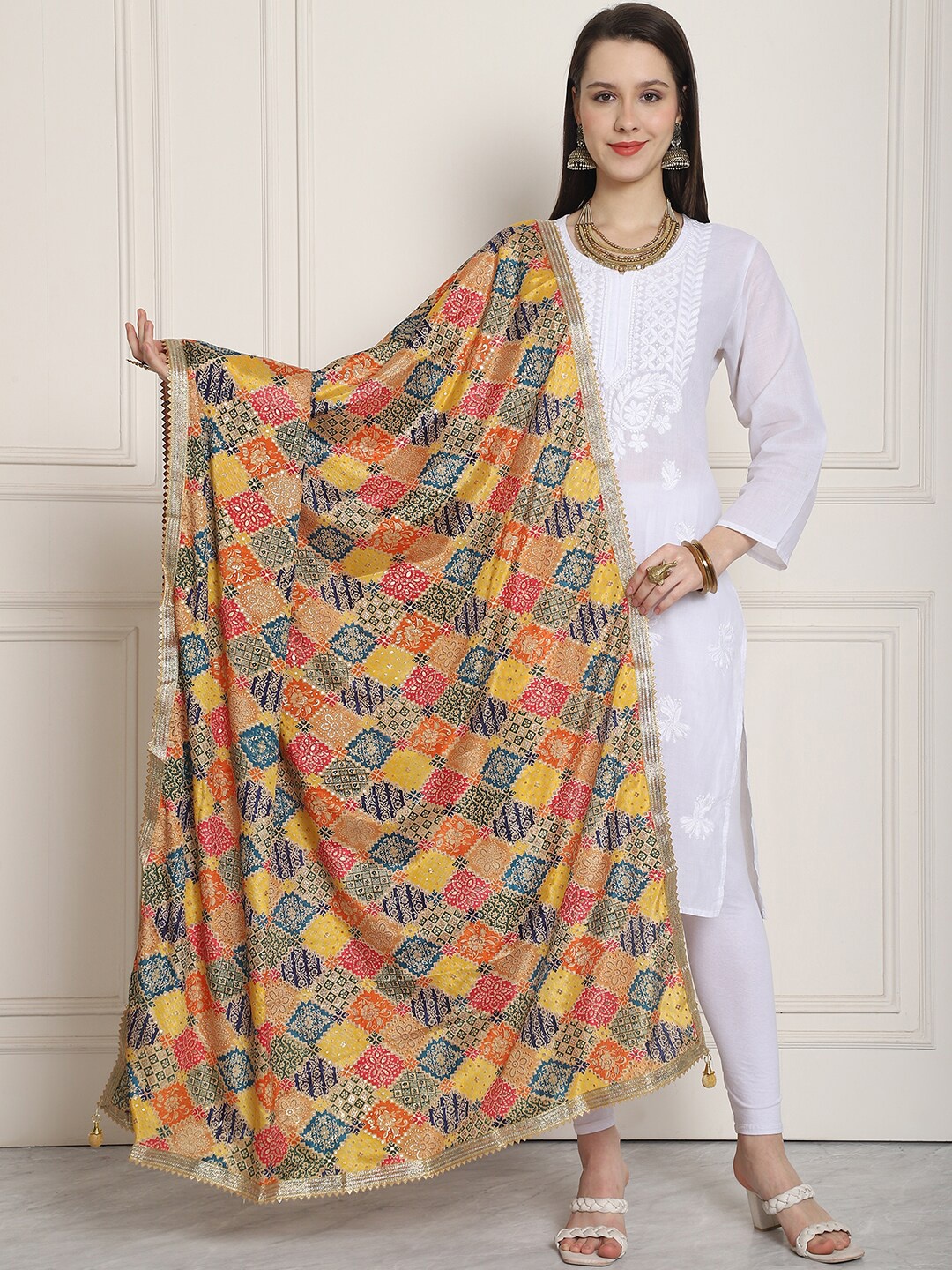 

LOOM LEGACY Printed Dupatta, Mustard