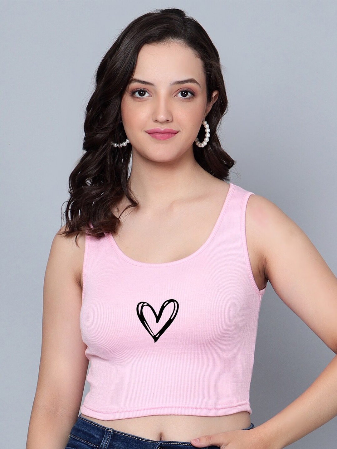 

Fashion And Youth Scoop Neck Sleeveless Crop Tank Top, Pink