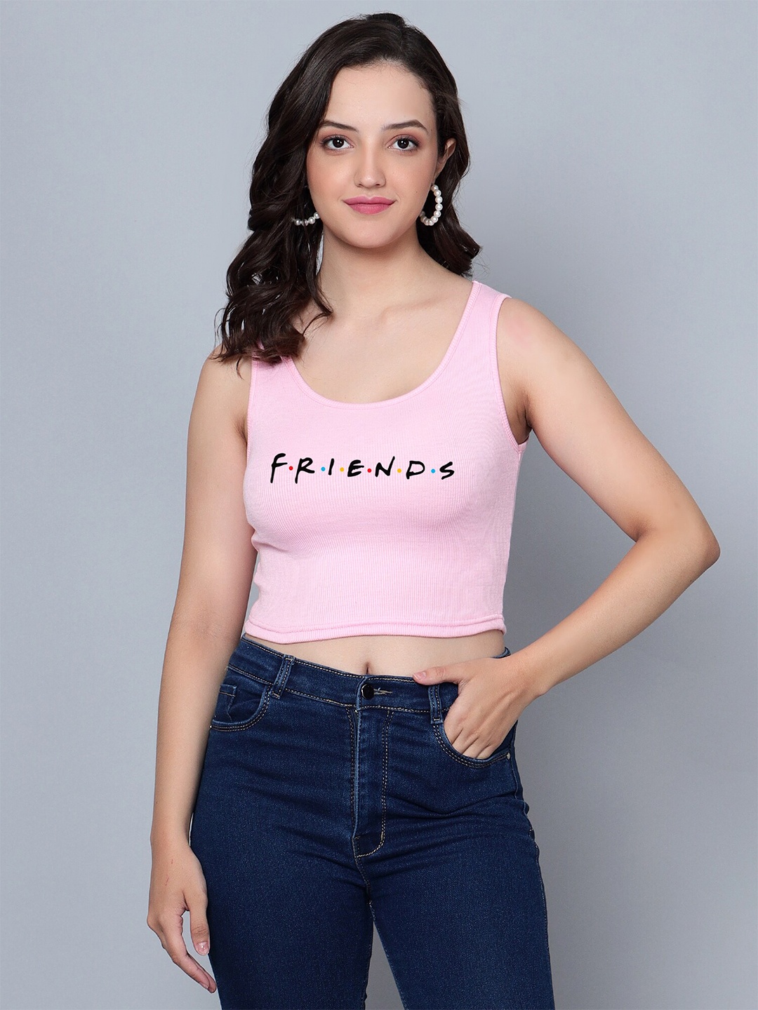 

Fashion And Youth Typography Printed Fitted Crop Top, Pink
