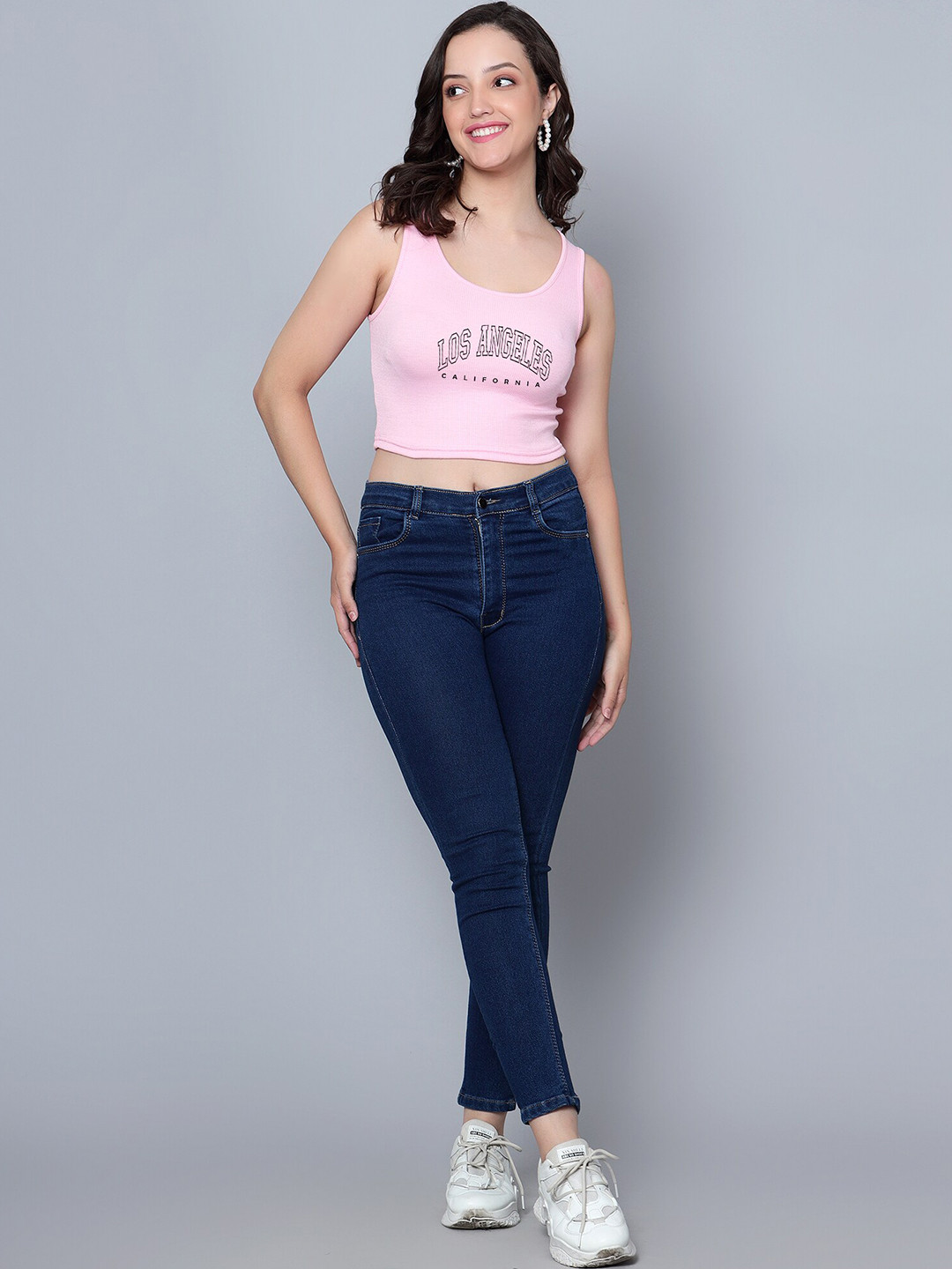 

Fashion And Youth Typography Printed Tank Crop Top, Pink