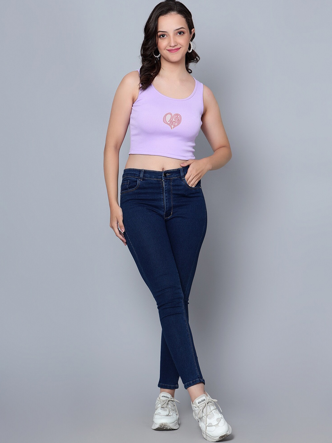

Fashion And Youth Printed Tank Crop Top, Lavender