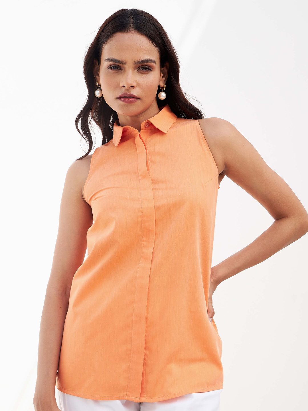

SALT ATTIRE kapaas Cotton Regular Fit Casual Shirt, Orange