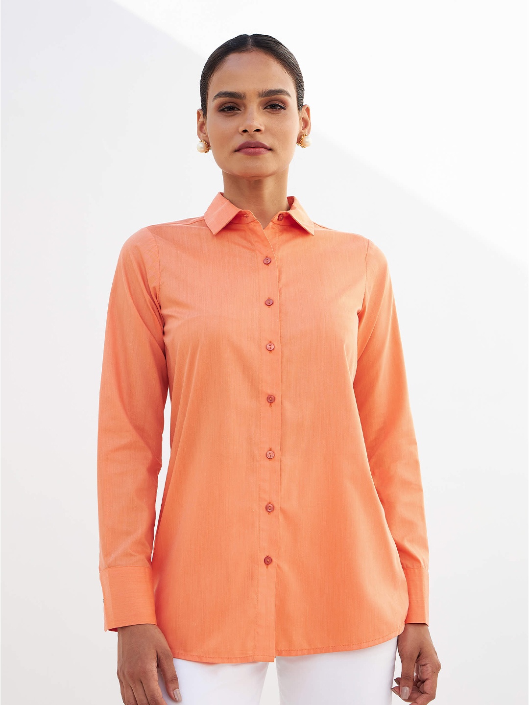 

SALT ATTIRE kapaas Cotton Regular Fit Casual Shirt, Orange