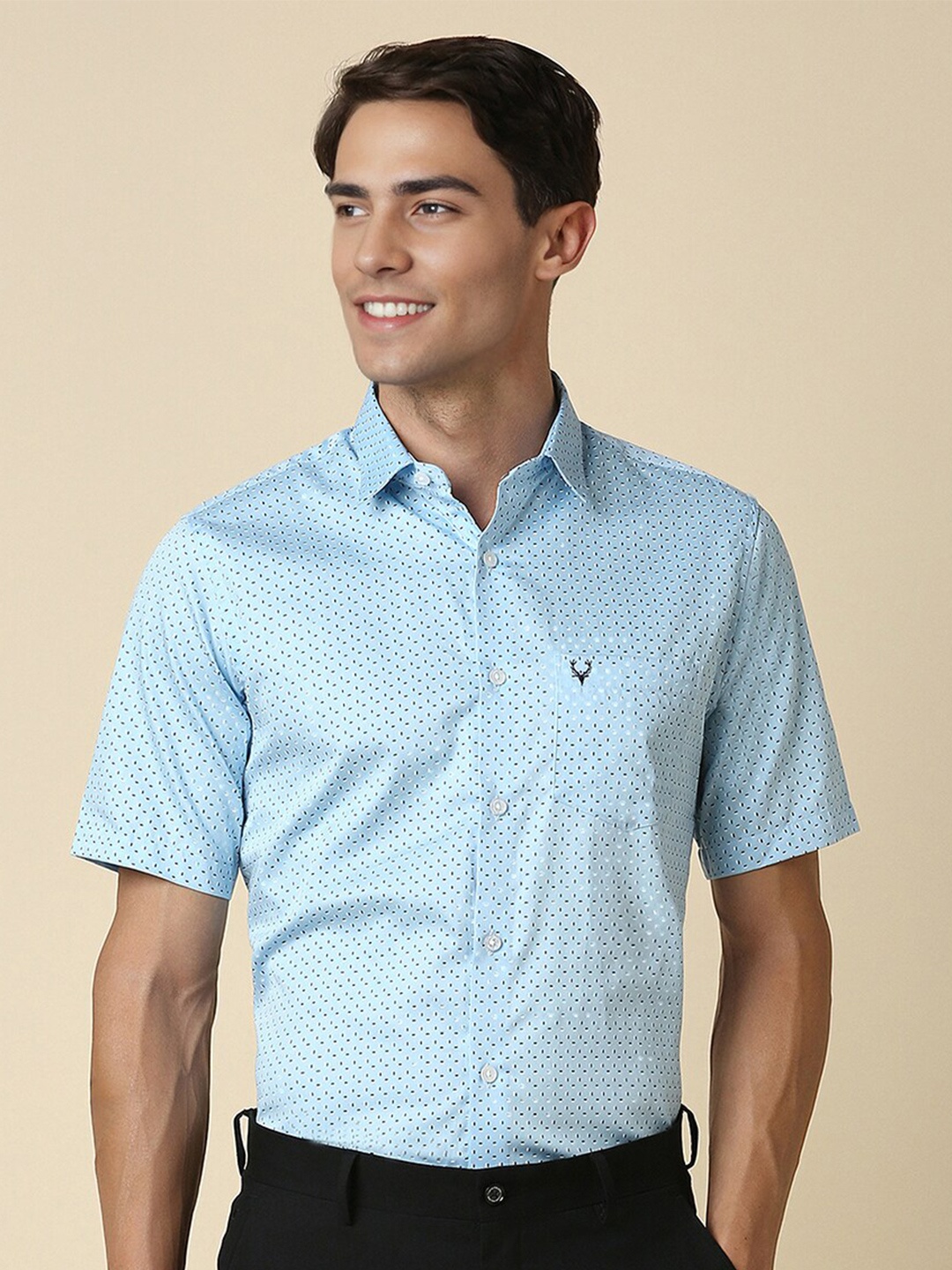 

Allen Solly Micro Ditsy Printed Pure Cotton Formal Shirt, Blue