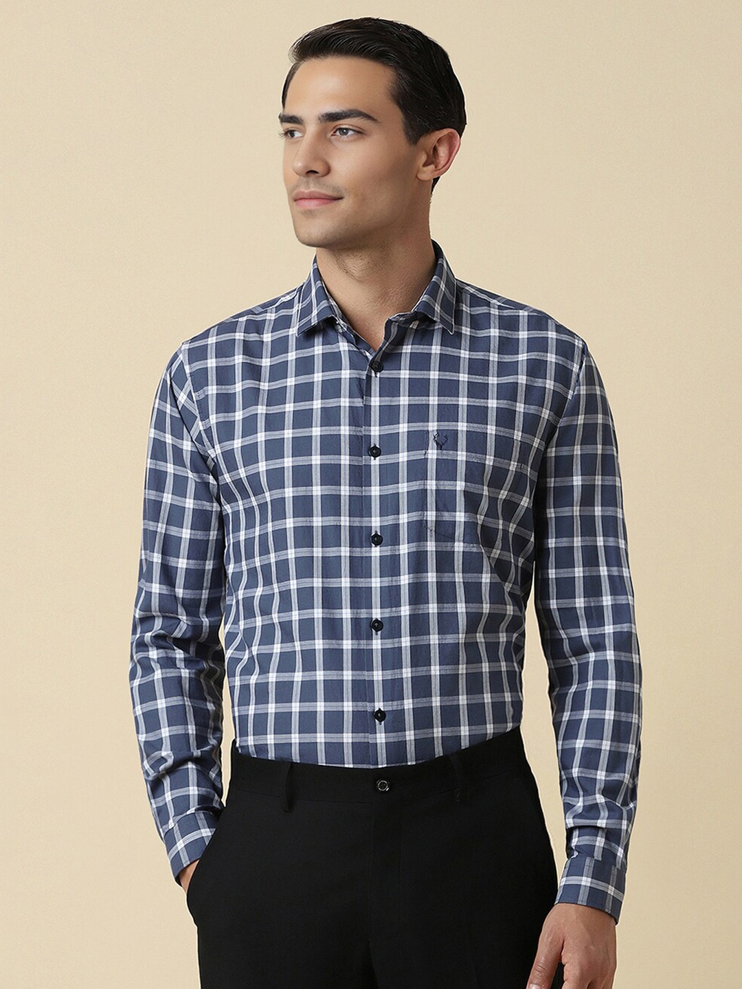 

Allen Solly Slim Fit tartan Checked Cotton Formal Shirt, Blue
