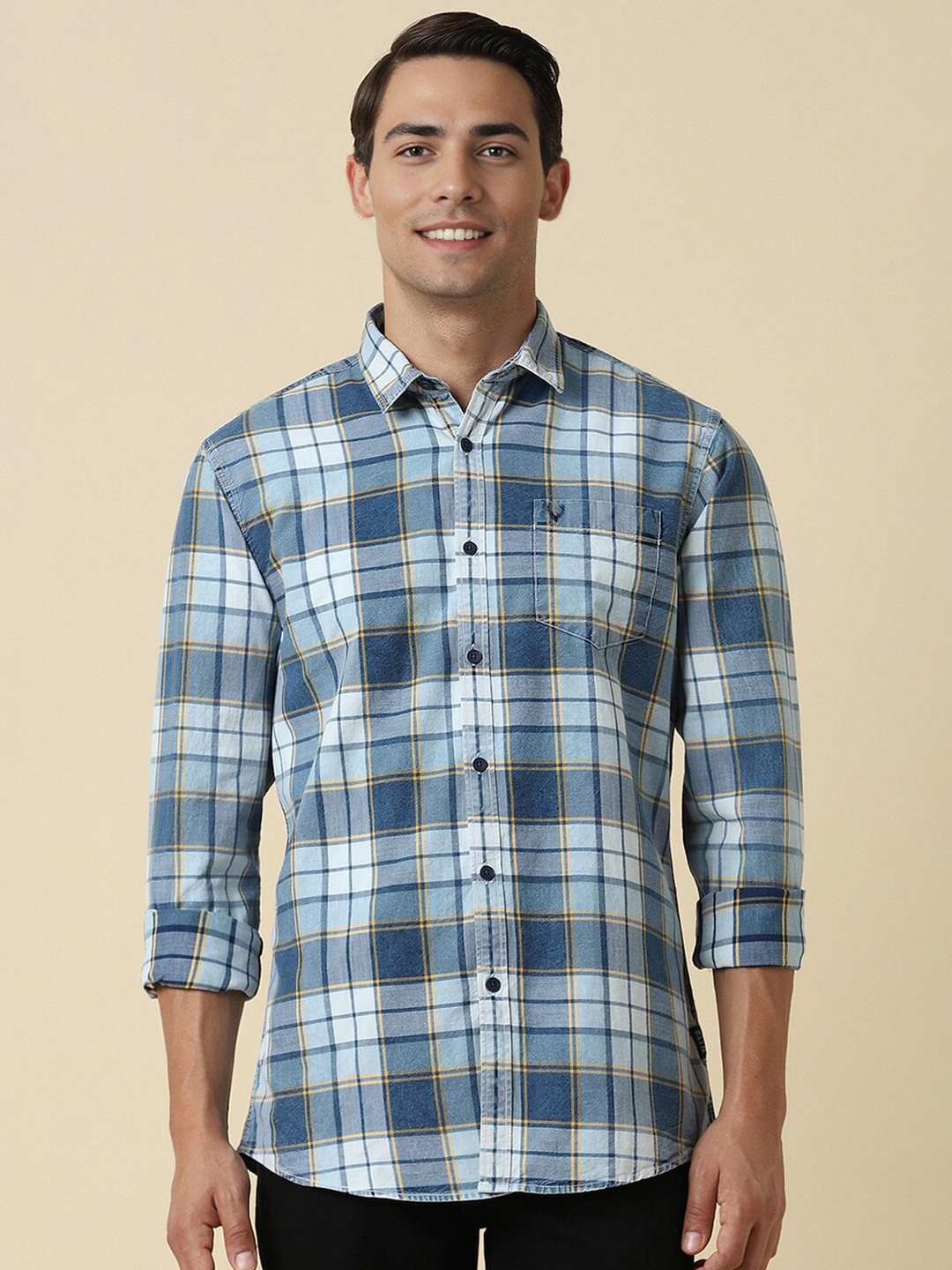 

Allen Solly Tartan Checked Pure Cotton Casual Shirt, Blue